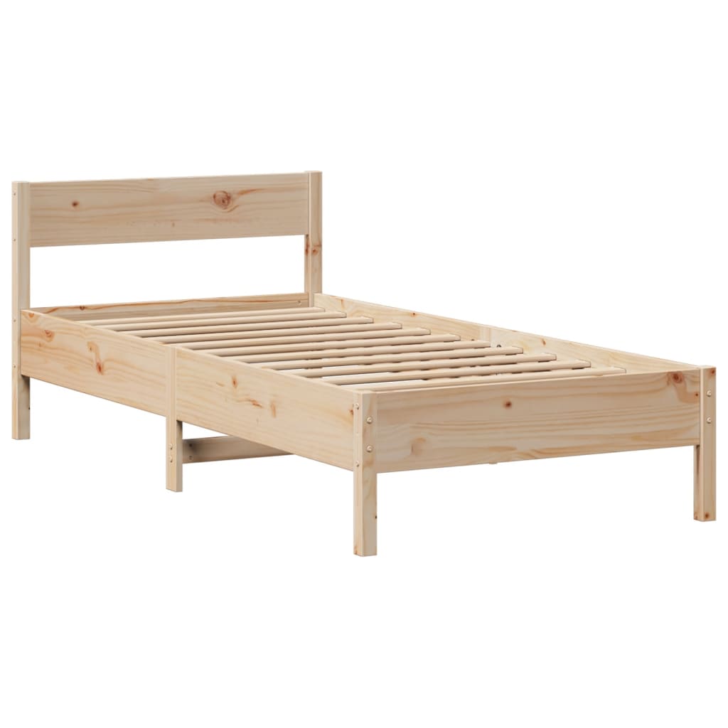 Krevet s regalom za knjige bez madraca 75x190 cm borovina