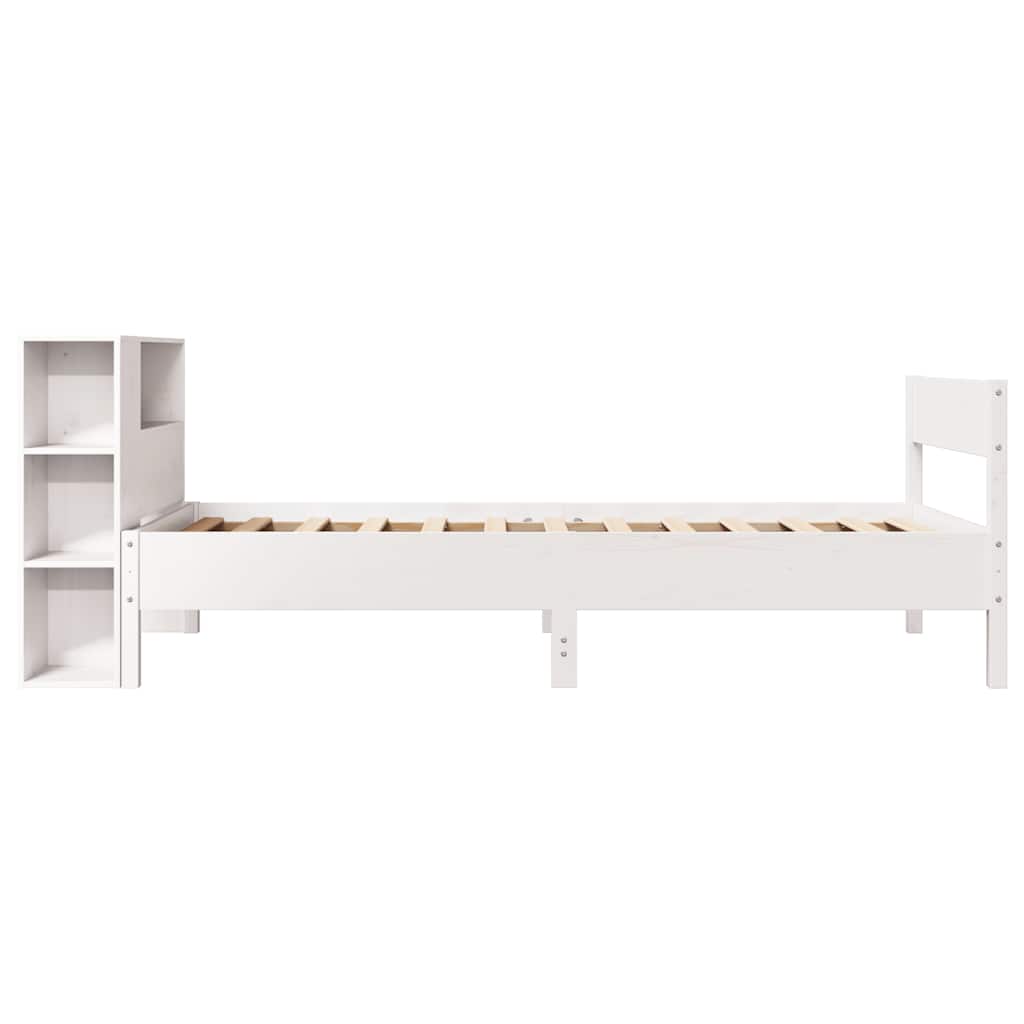 Krevet s regalom za knjige bez madraca bijeli 75x190cm borovina