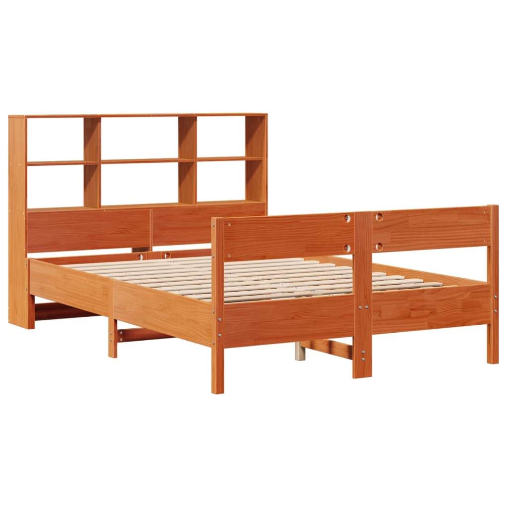 Krevet s regalom za knjige bez madraca 120 x 200 cm od borovine