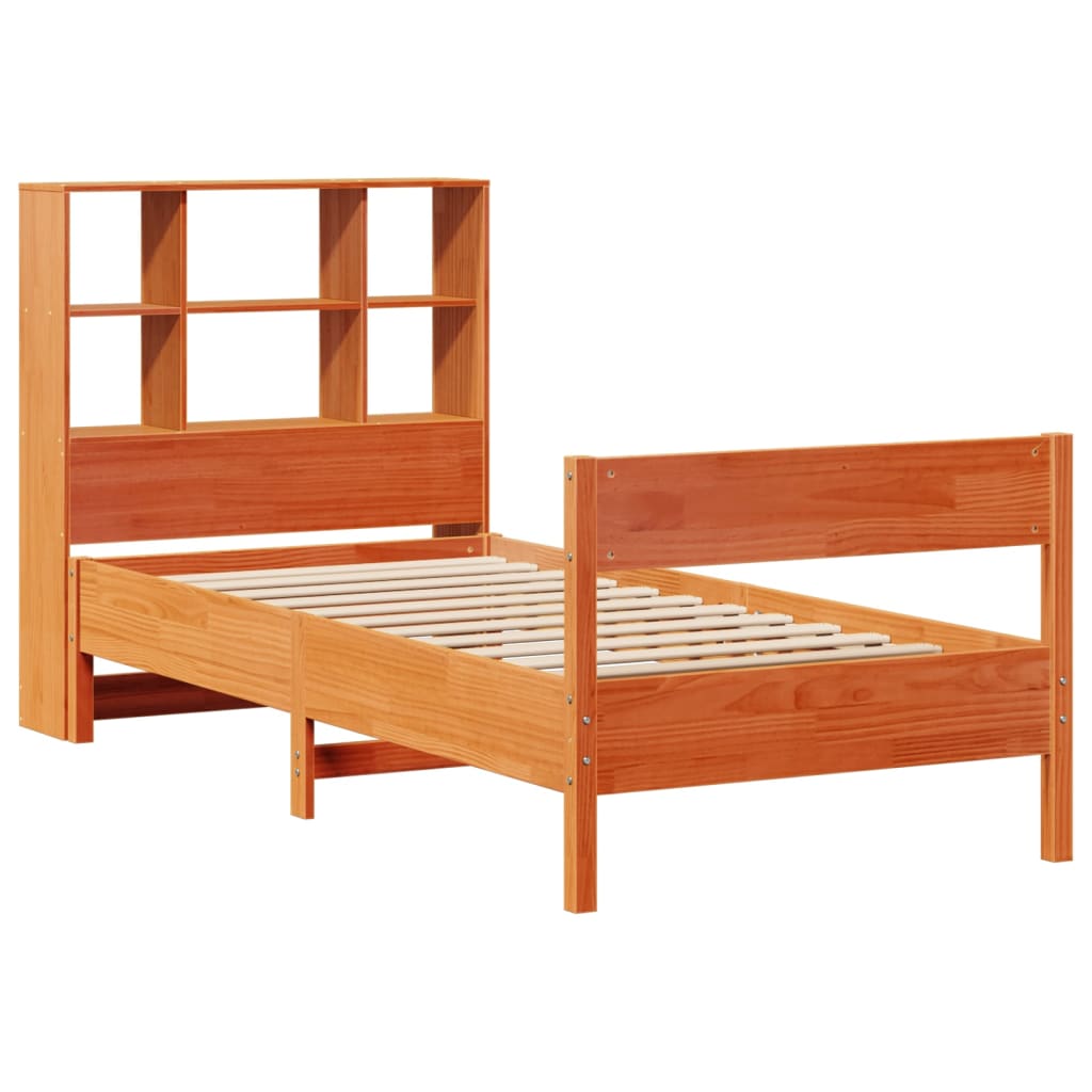 Krevet s regalom za knjige bez madraca 100 x 200 cm od borovine
