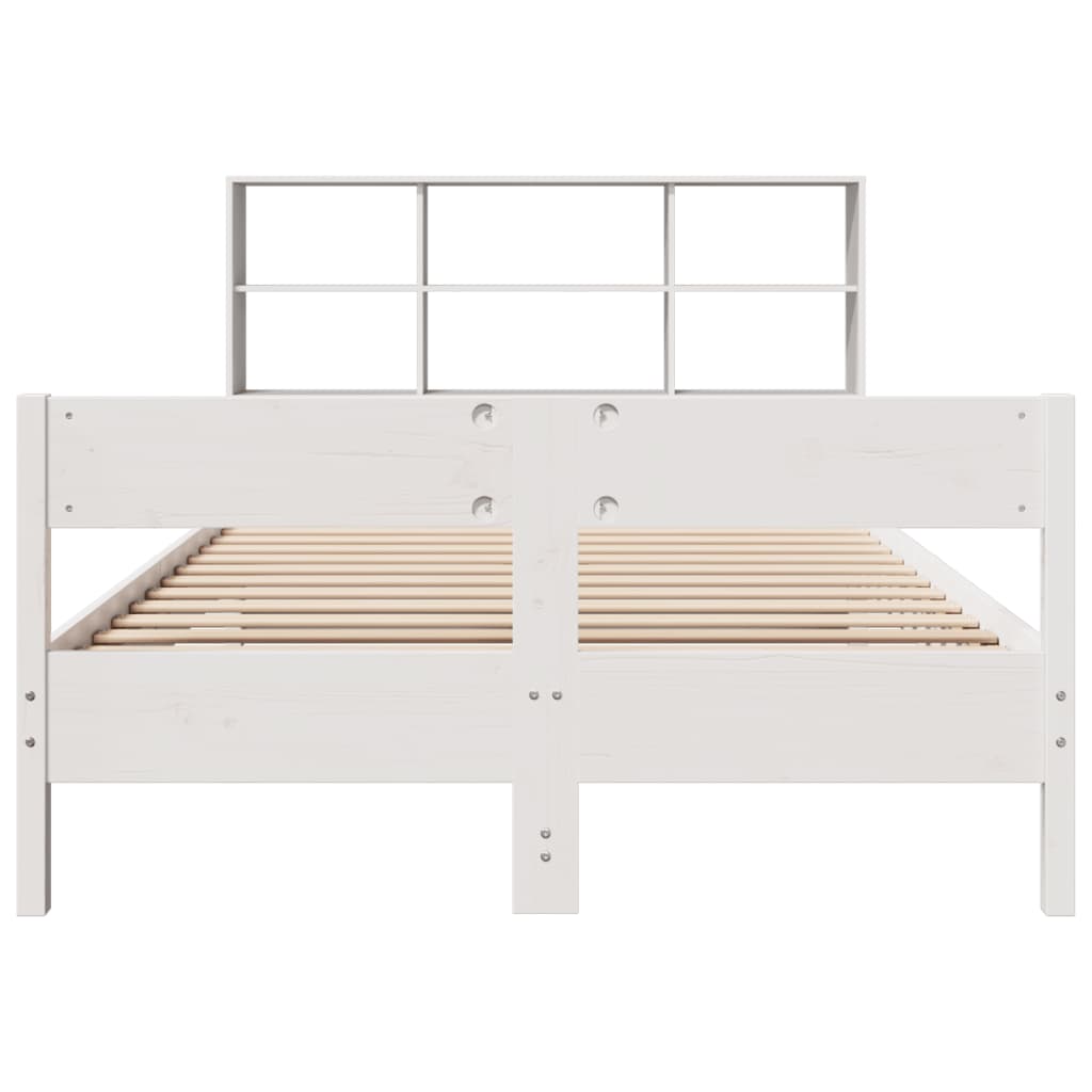Krevet s regalom z knjige bez madraca bijeli 140x190cm borovina