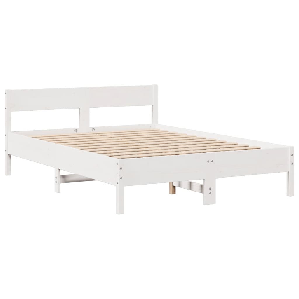 Krevet s regalom z knjige bez madraca bijeli 140x190cm borovina