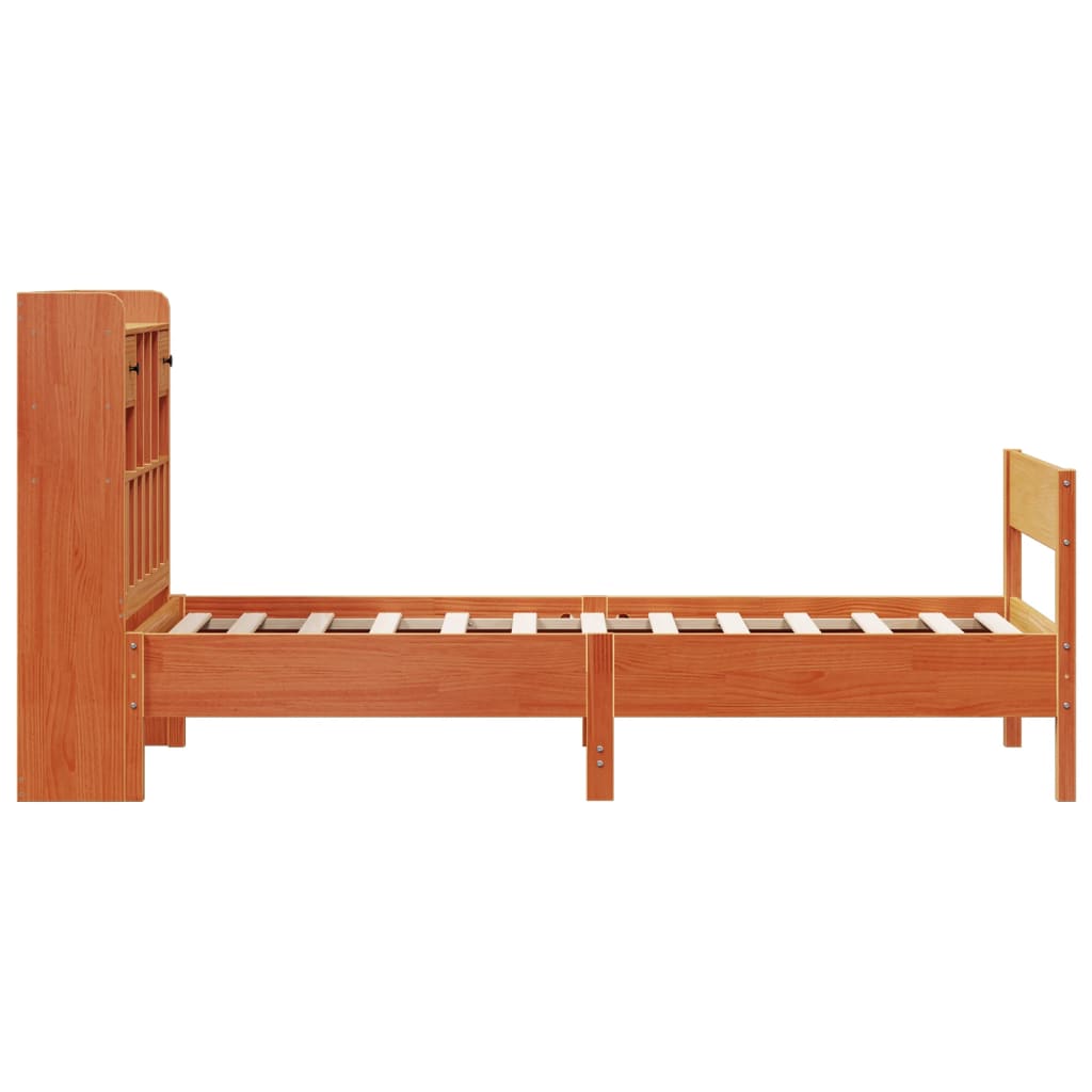 Krevet s regalom za knjige bez madraca 100 x 200 cm od borovine