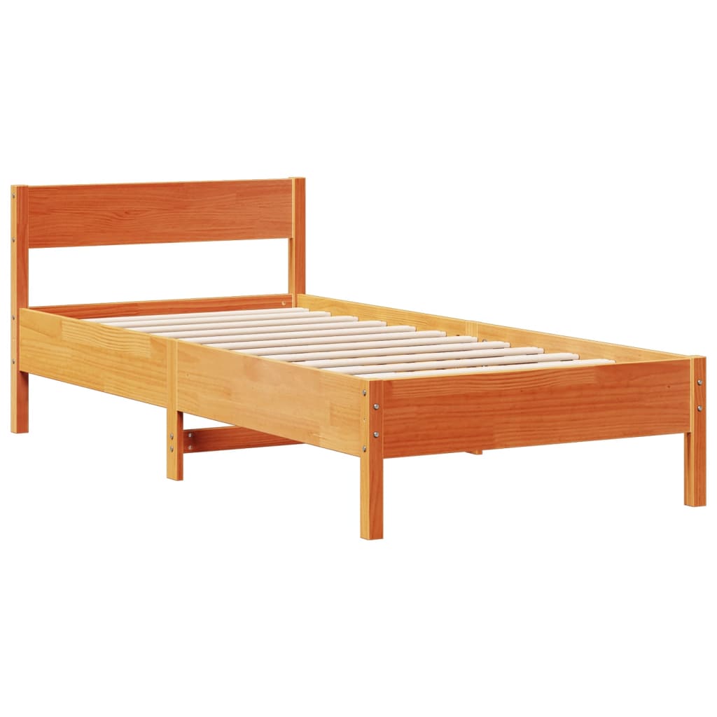 Krevet s regalom za knjige bez madraca 100 x 200 cm od borovine