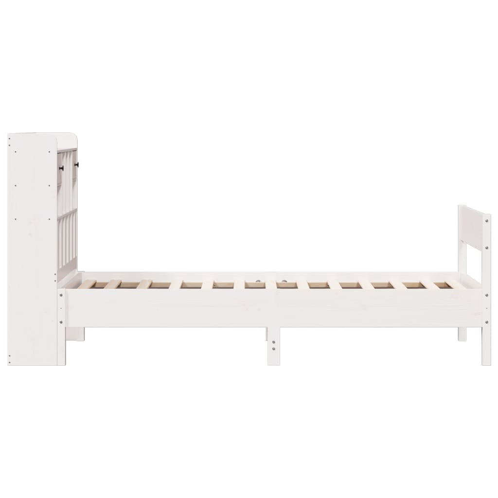 Krevet s regalom za knjige bez madraca bijeli 90x200cm borovina