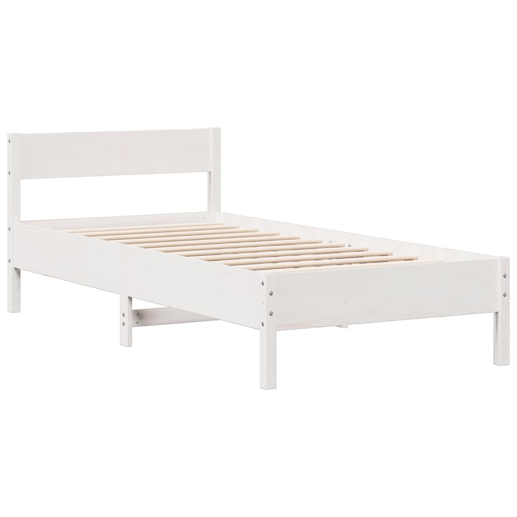 Krevet s regalom za knjige bez madraca bijeli 90x200cm borovina