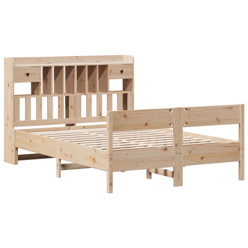 Krevet s regalom za knjige bez madraca 140x190 cm od borovine