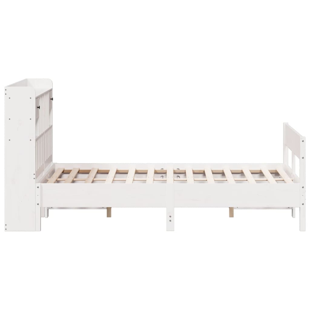 Krevet s regalom z knjige bez madraca bijeli 140x190cm borovina