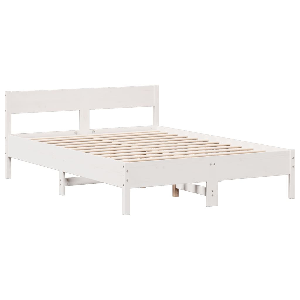 Krevet s regalom z knjige bez madraca bijeli 140x190cm borovina