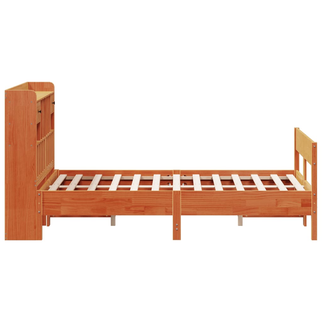 Krevet s regalom za knjige bez madraca 140 x 190 cm od borovine