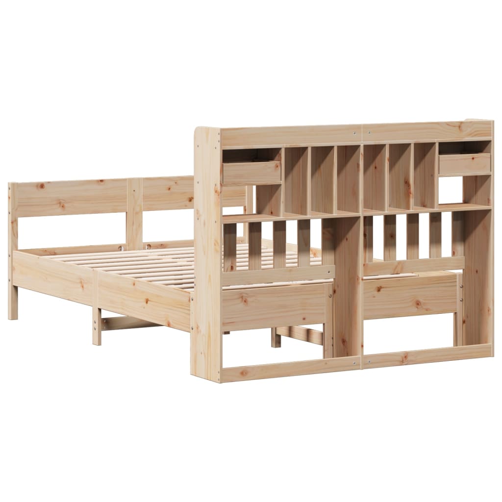 Krevet s regalom za knjige bez madraca 135x190 cm od borovine