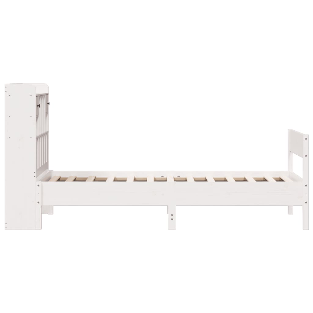 Krevet s regalom za knjige bez madraca bijeli 90x190cm borovina