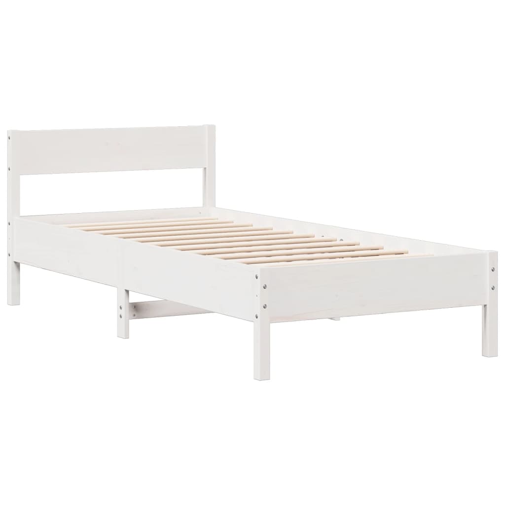 Krevet s regalom za knjige bez madraca bijeli 90x190cm borovina