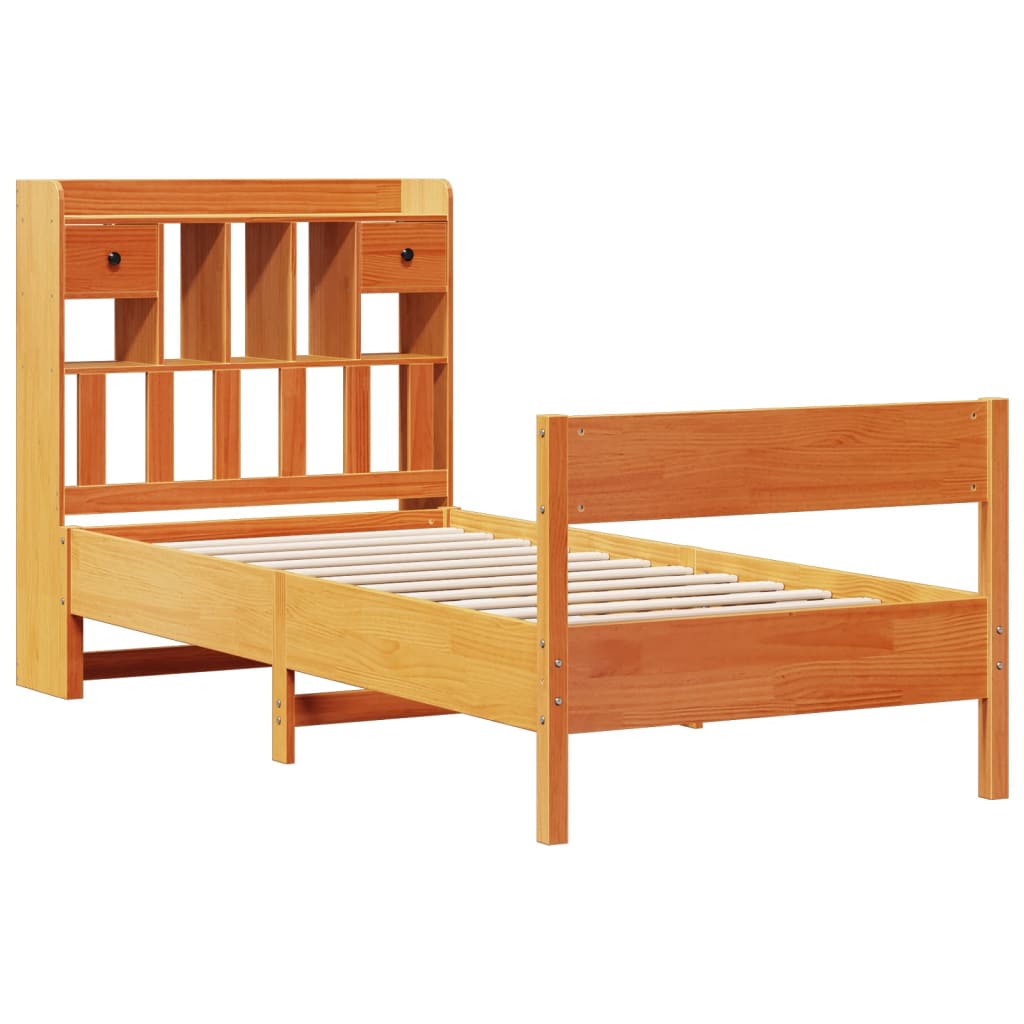 Krevet s regalom za knjige bez madraca 75 x 190 cm od borovine