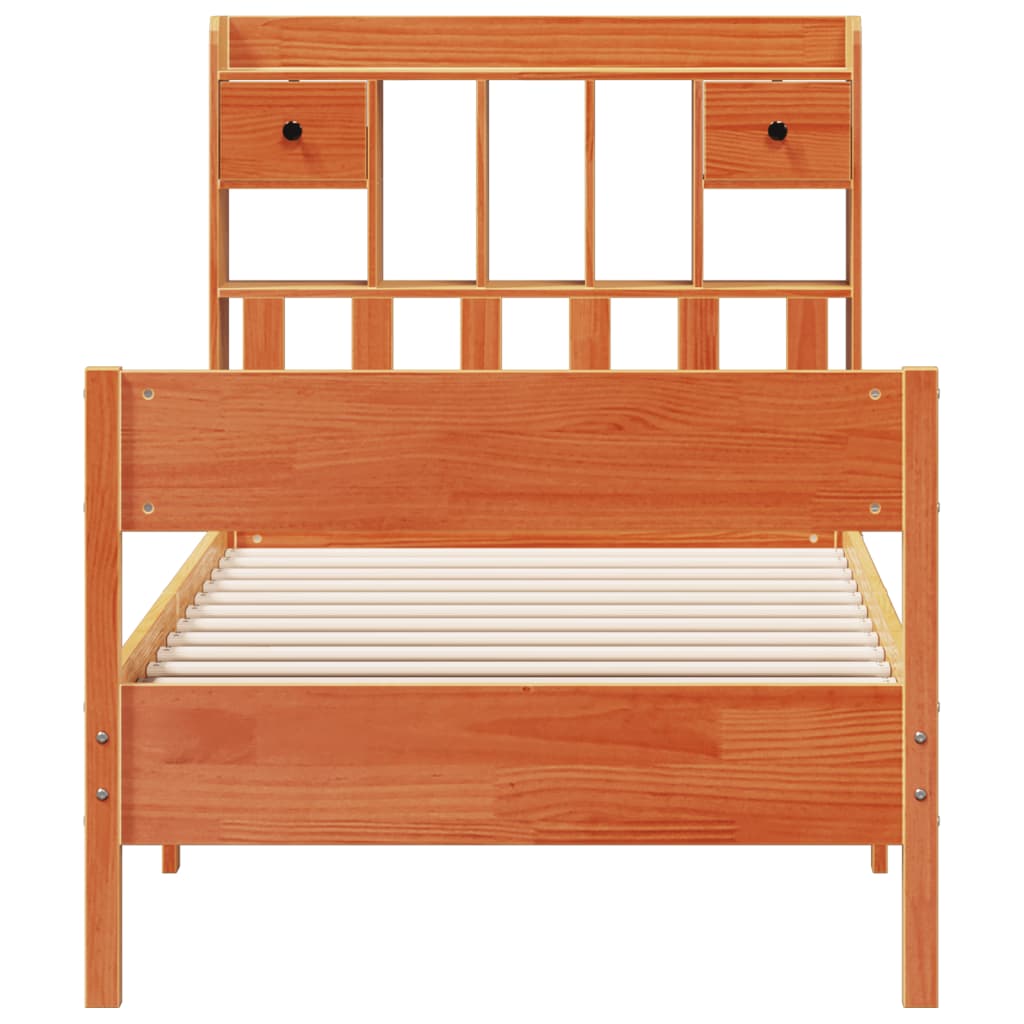 Krevet s regalom za knjige bez madraca 75 x 190 cm od borovine