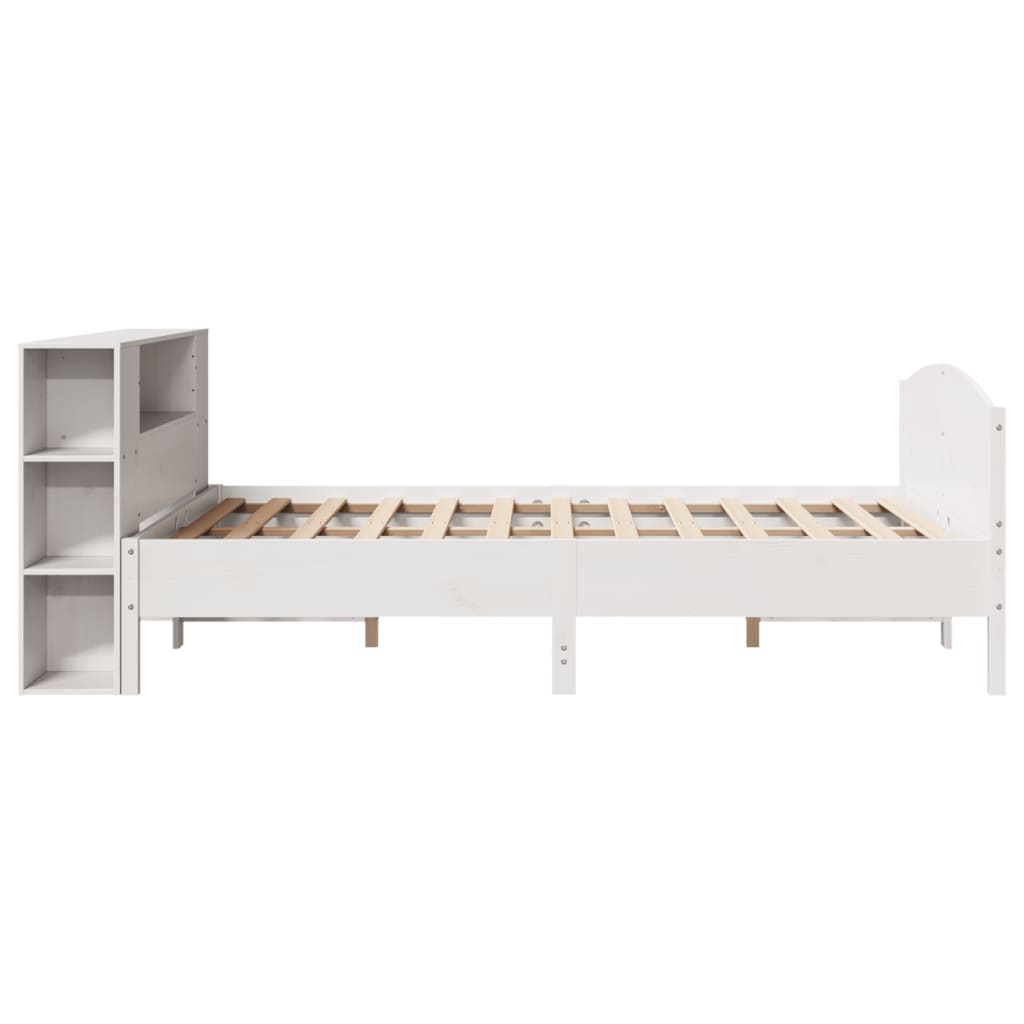Krevet s regalom z knjige bez madraca bijeli 140x190cm borovina