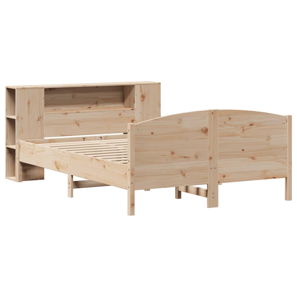 Krevet s regalom za knjige bez madraca 135x190 cm od borovine