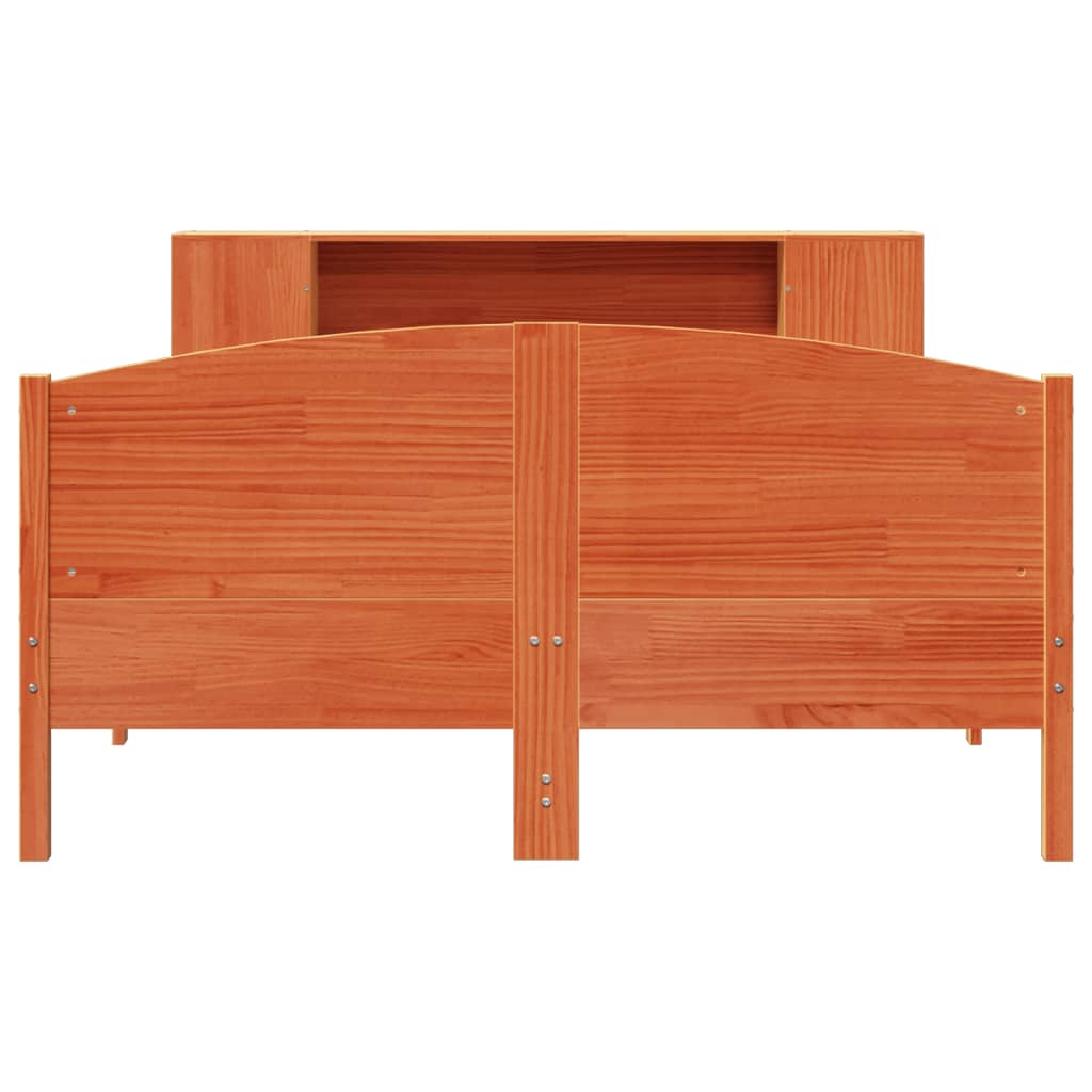 Krevet s regalom za knjige bez madraca 135 x 190 cm od borovine