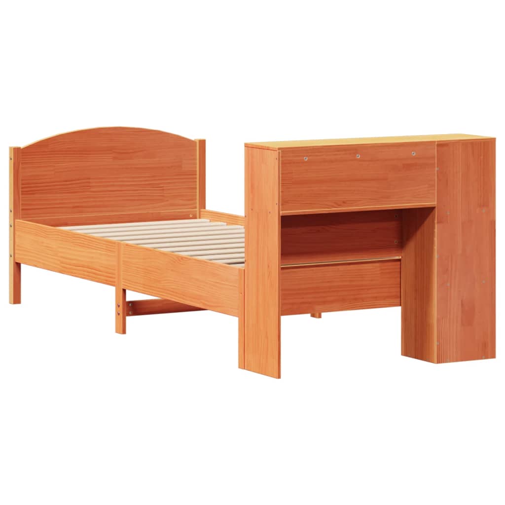 Krevet s regalom za knjige bez madraca 100 x 200 cm od borovine