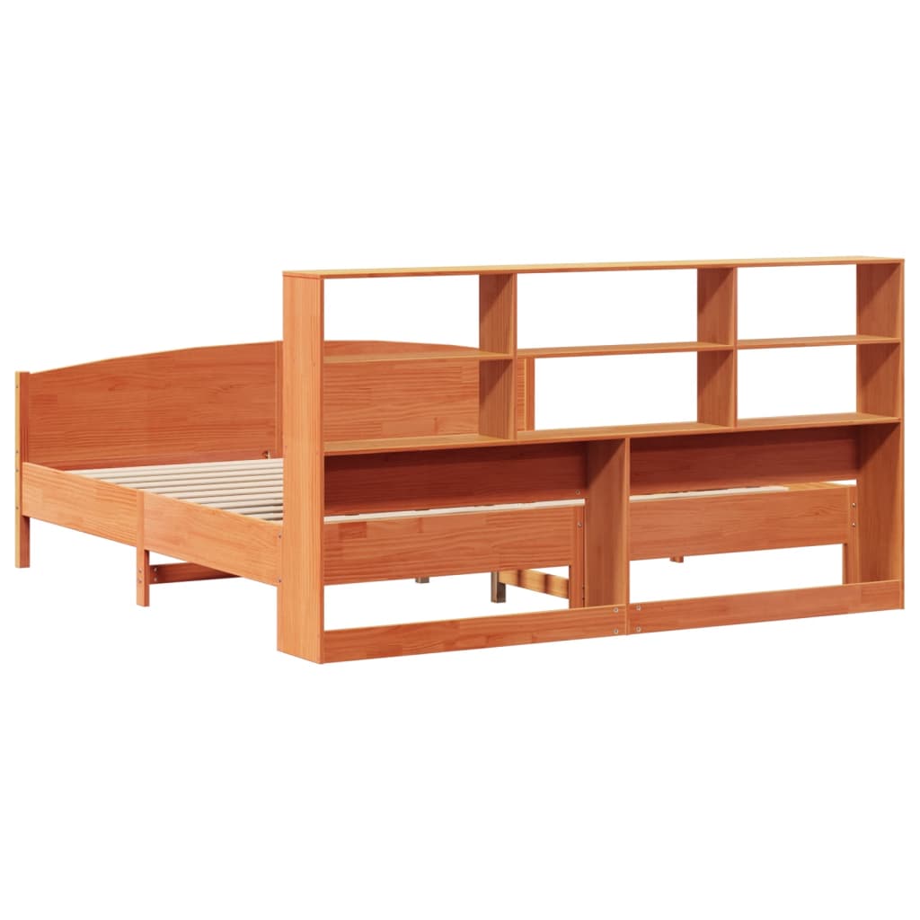 Krevet s regalom za knjige bez madraca 200x200 cm od borovine