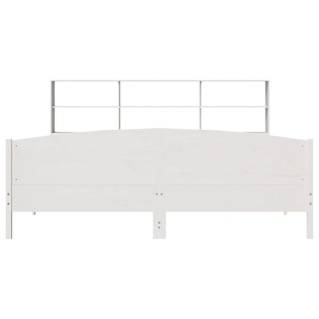 Krevet s regalom z knjige bez madraca bijeli 180x200cm borovina