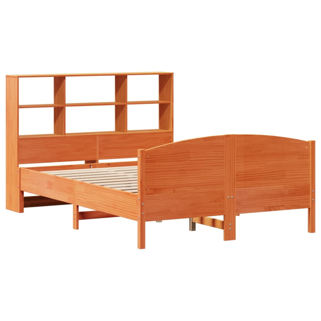 Krevet s regalom za knjige bez madraca 150x200 cm od borovine