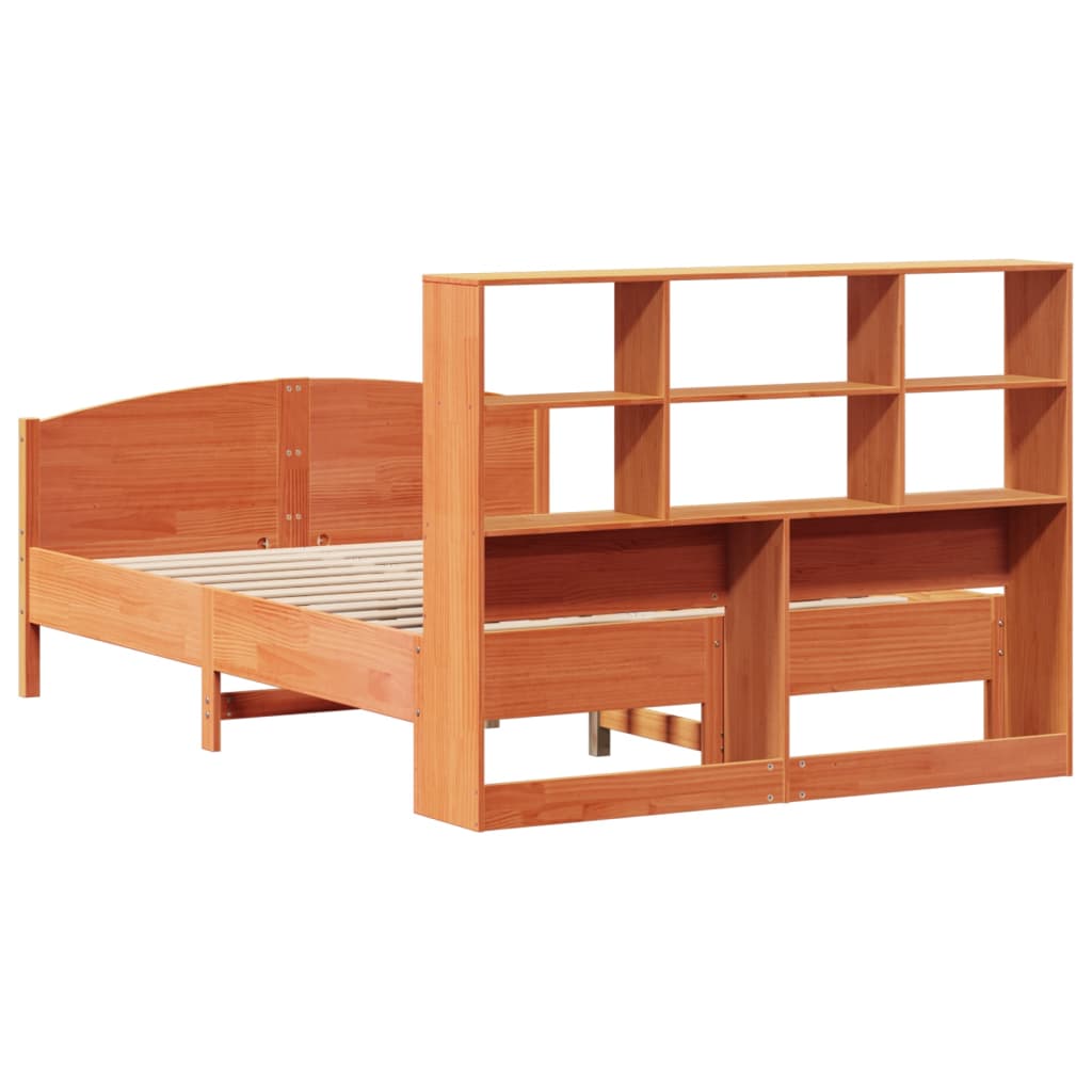 Krevet s regalom za knjige bez madraca 120 x 190 cm od borovine