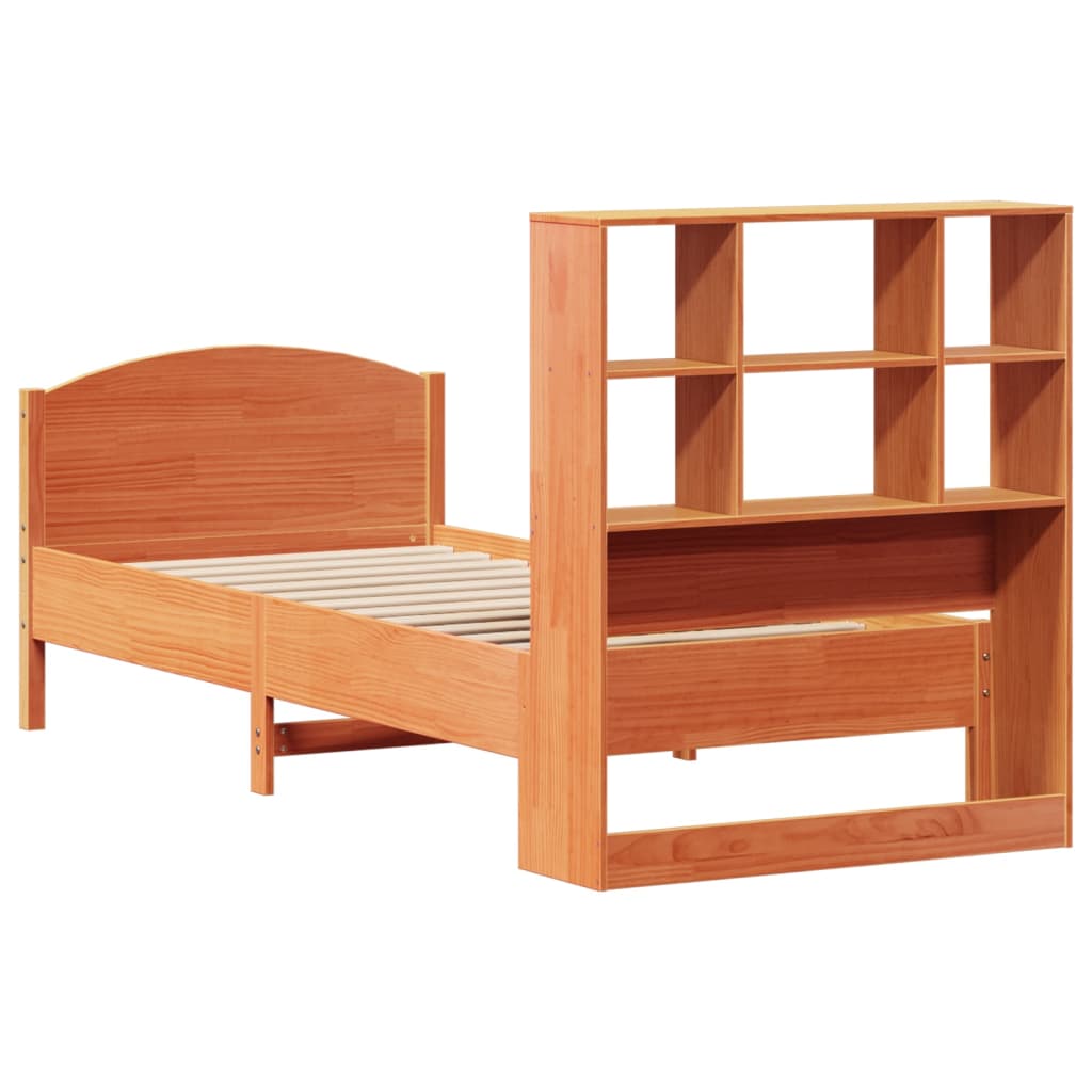 Krevet s regalom za knjige bez madraca 100 x 200 cm od borovine