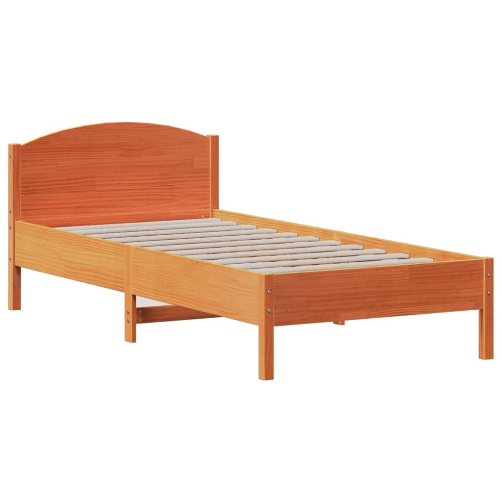 Krevet s regalom za knjige bez madraca 75 x 190 cm od borovine