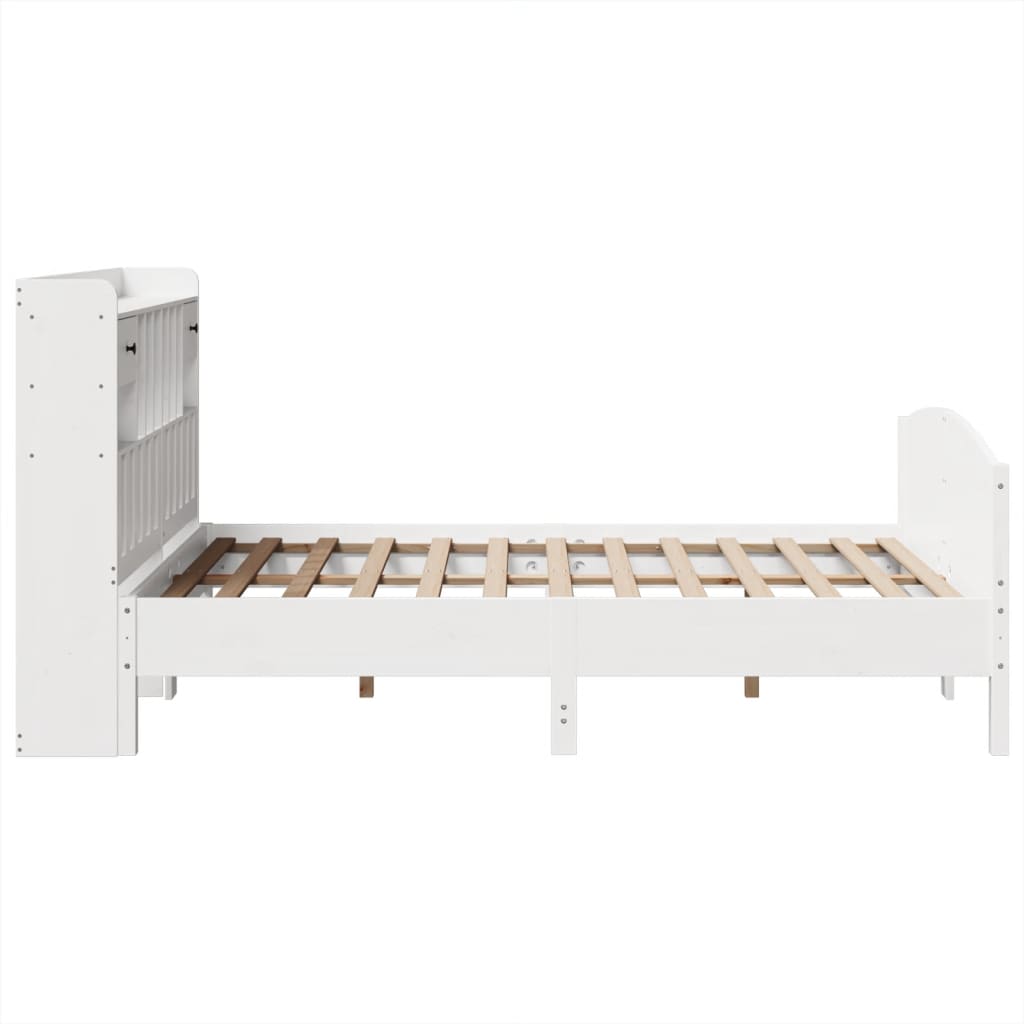 Krevet s regalom z knjige bez madraca bijeli 140x190cm borovina