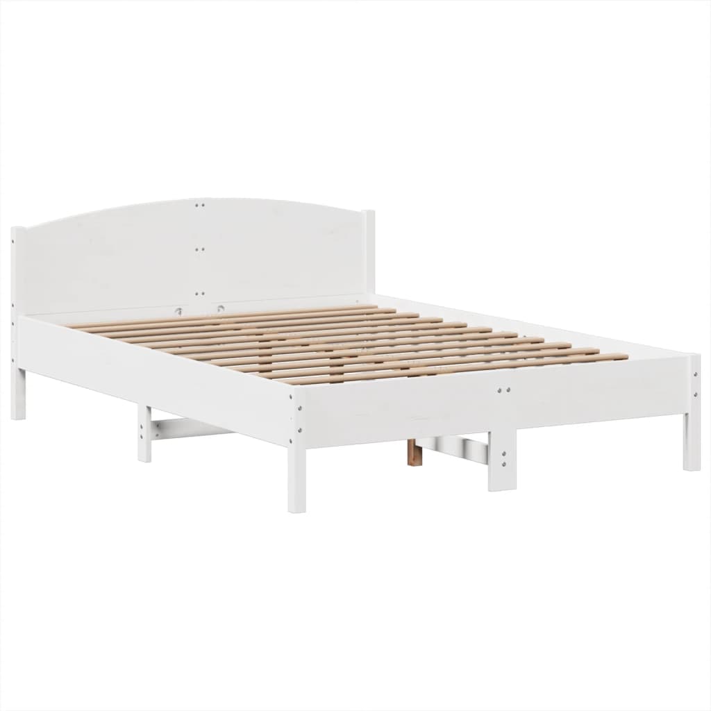 Krevet s regalom z knjige bez madraca bijeli 140x190cm borovina