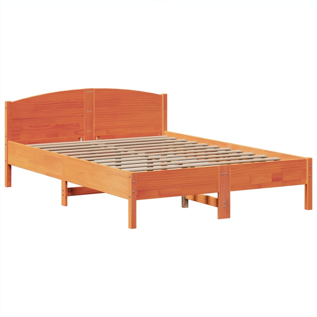 Krevet s regalom za knjige bez madraca 140 x 190 cm od borovine