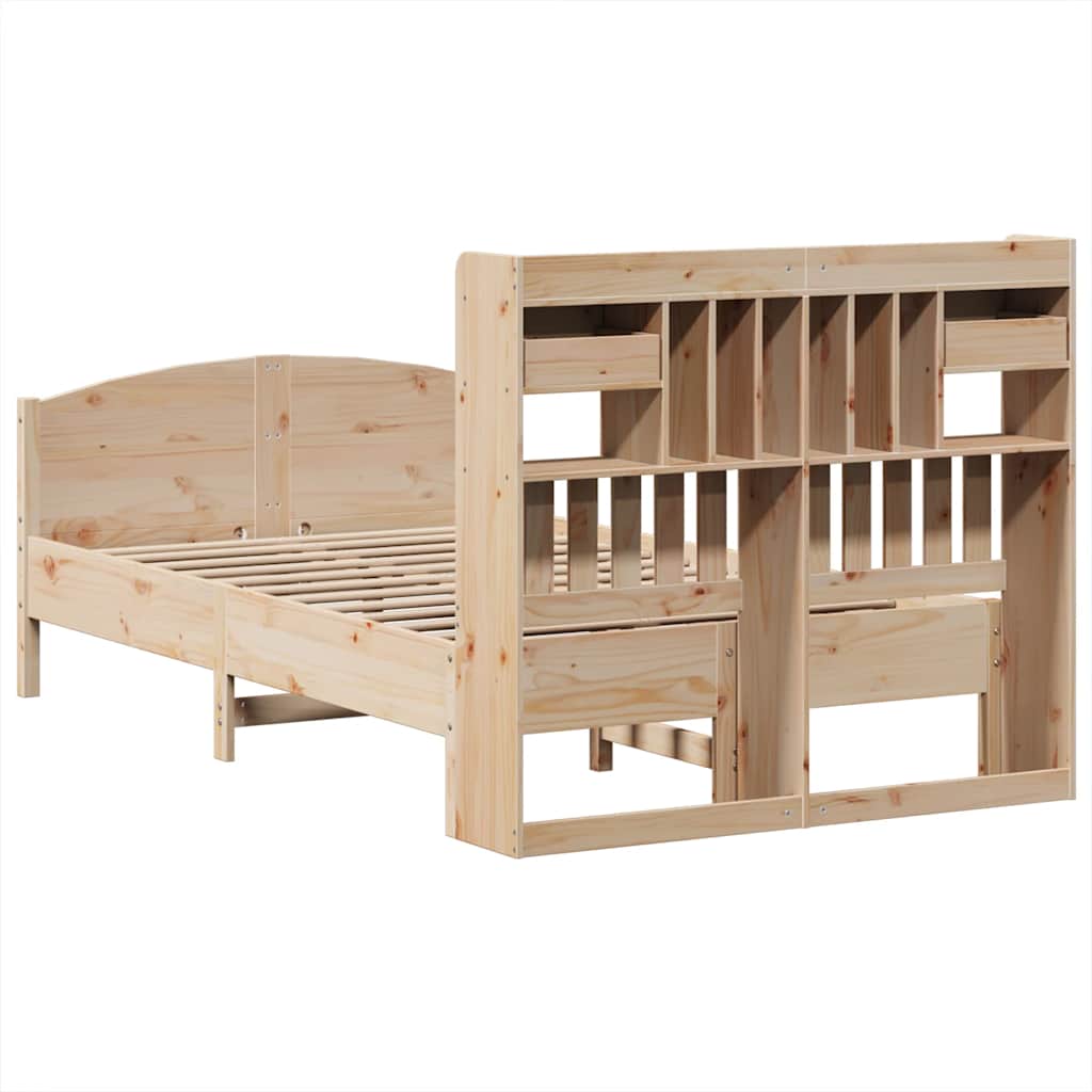 Krevet s regalom za knjige bez madraca 135x190 cm od borovine