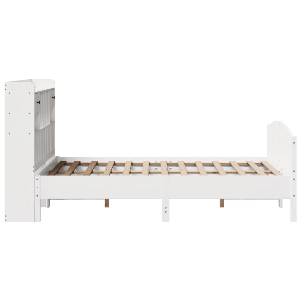 Krevet s regalom z knjige bez madraca bijeli 135x190cm borovina