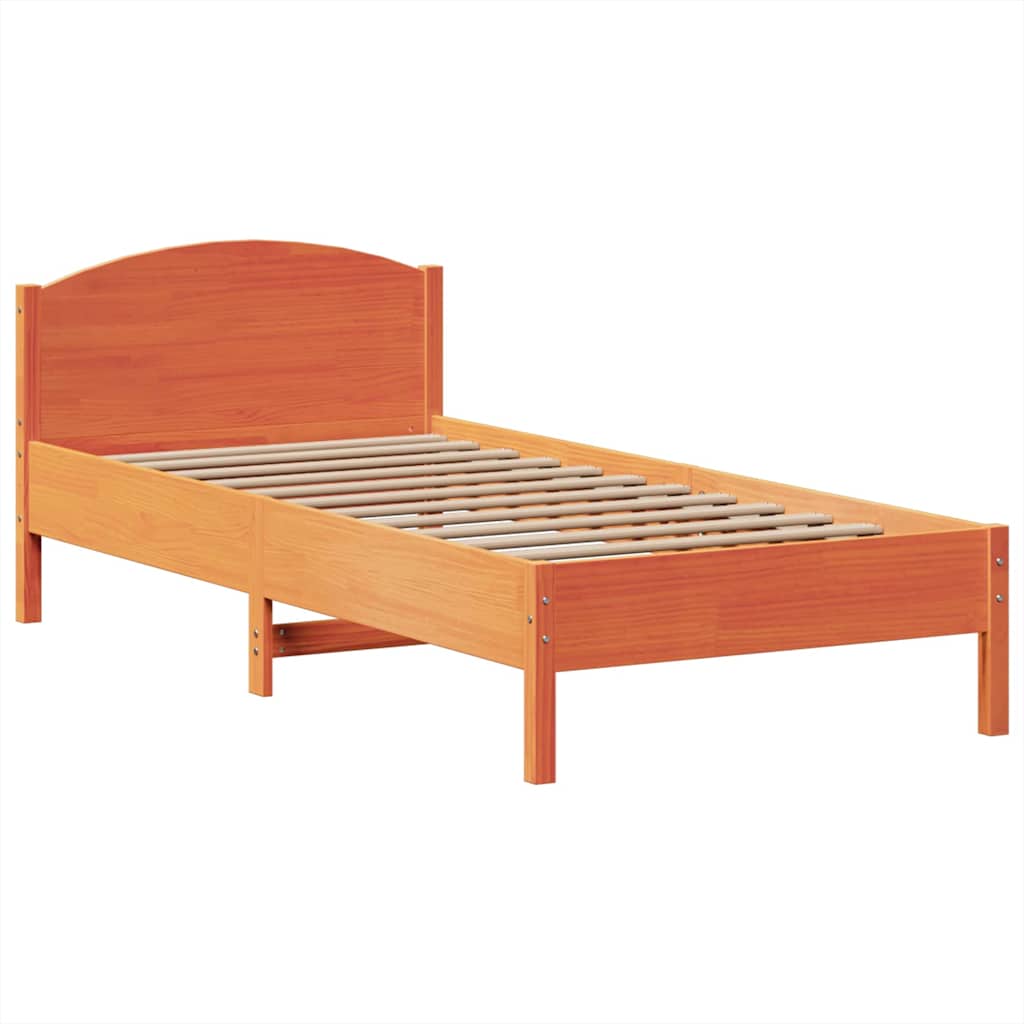 Krevet s regalom za knjige bez madraca 75 x 190 cm od borovine