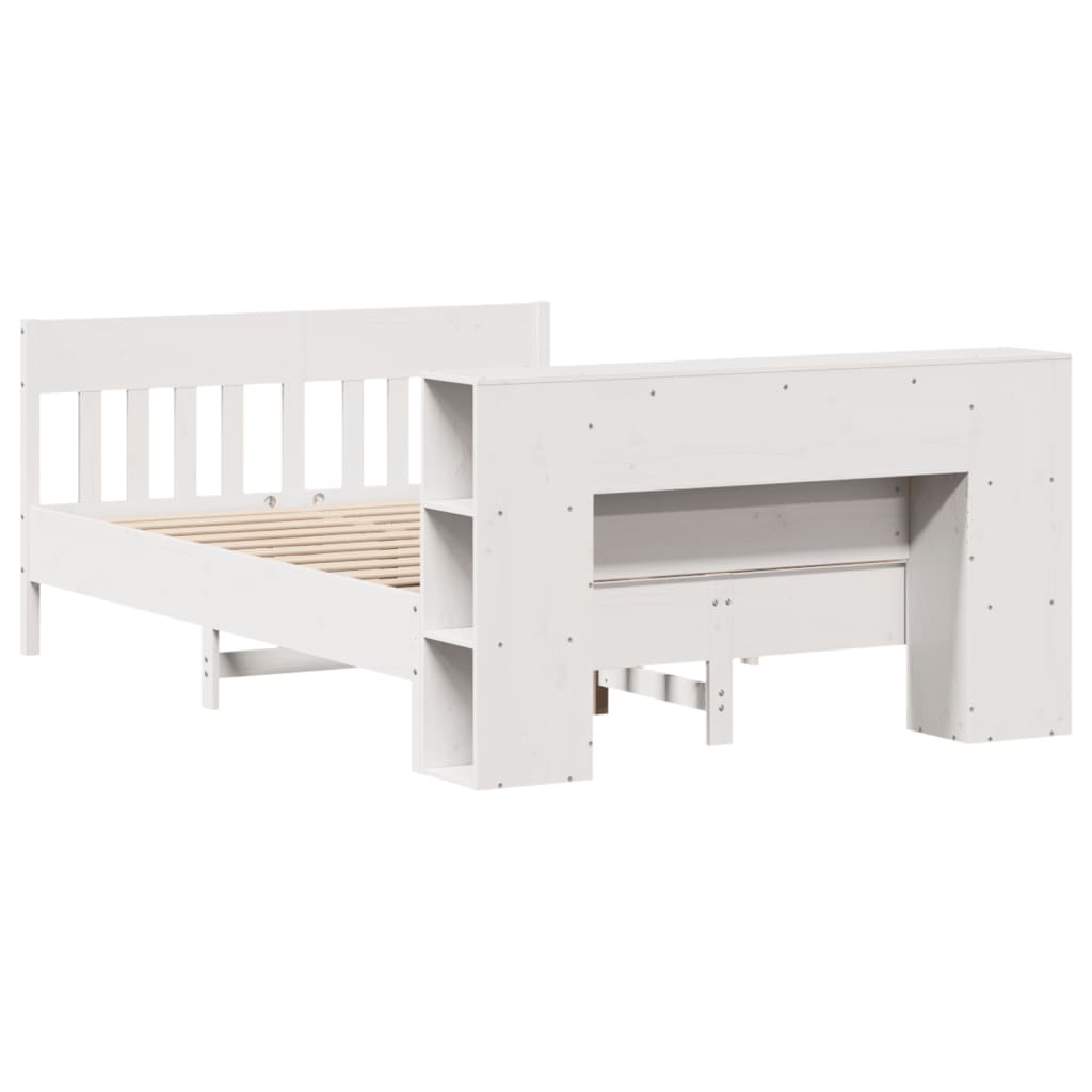 Krevet s regalom z knjige bez madraca bijeli 140x200cm borovina