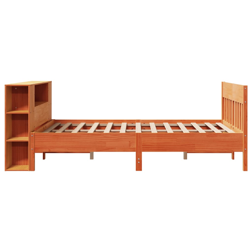 Krevet s regalom za knjige bez madraca 135 x 190 cm od borovine