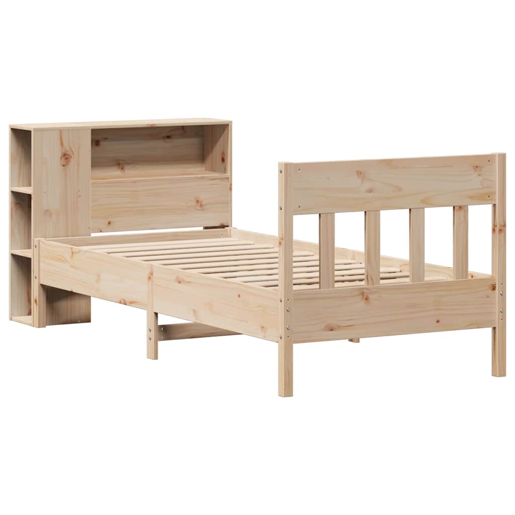 Krevet s regalom za knjige bez madraca 75x190 cm borovina