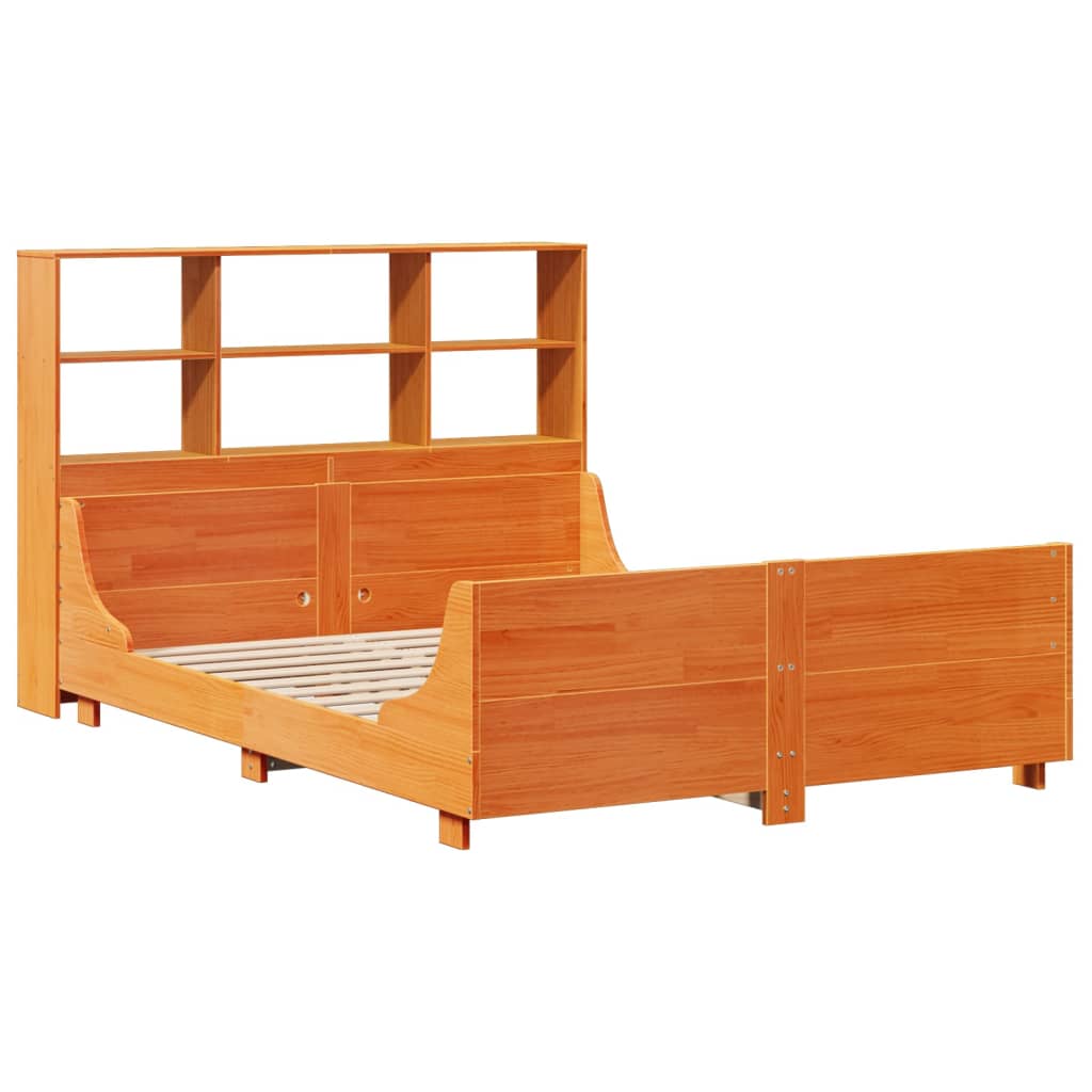Krevet s regalom za knjige bez madraca 150x200 cm masivno drvo