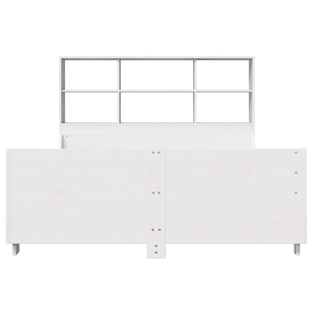 Krevet s regalom za knjige bez madraca bijeli 140x200cm od drva