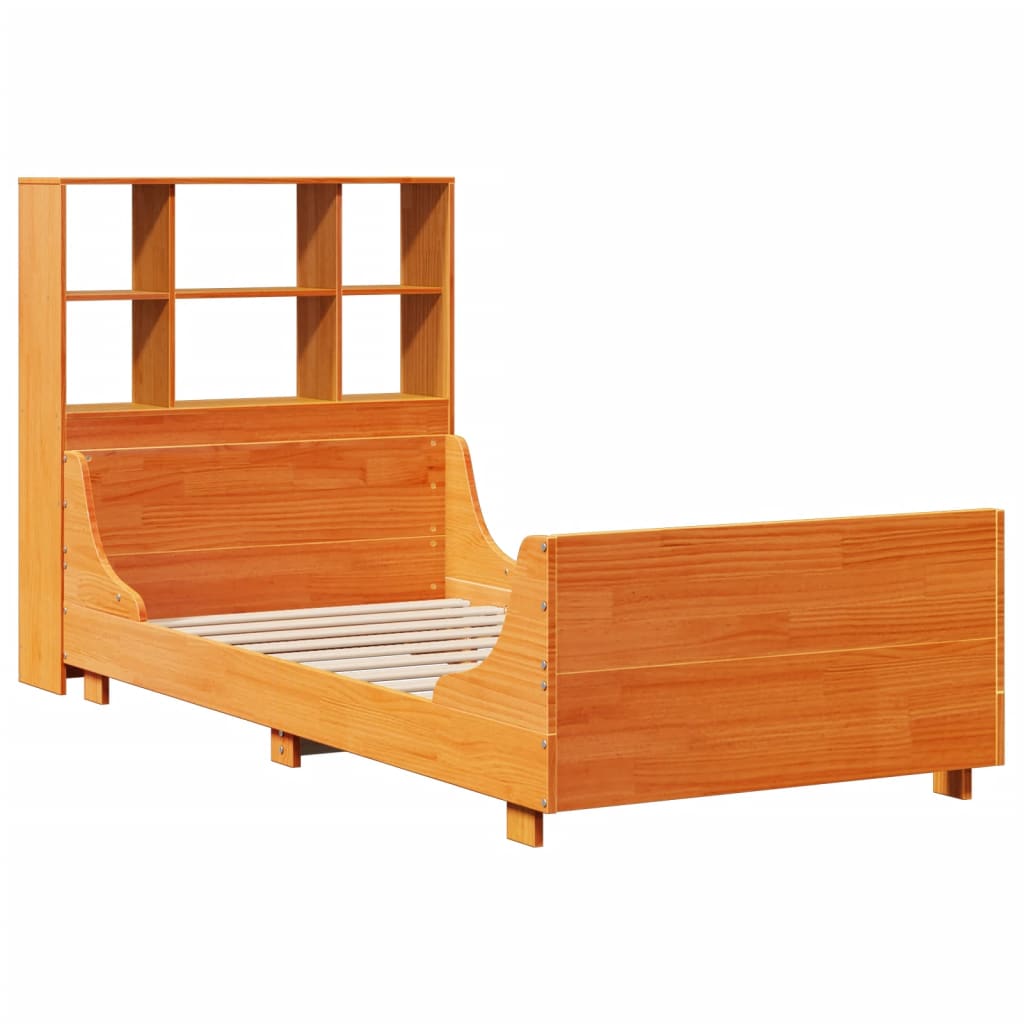 Krevet s regalom za knjige bez madraca 100x200 cm masivno drvo