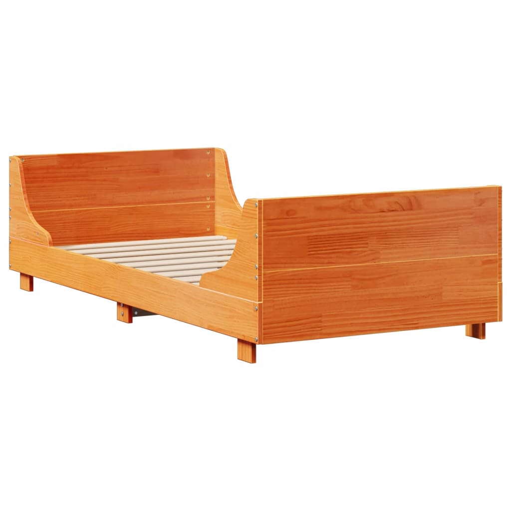 Krevet s regalom za knjige bez madraca 100x200 cm masivno drvo