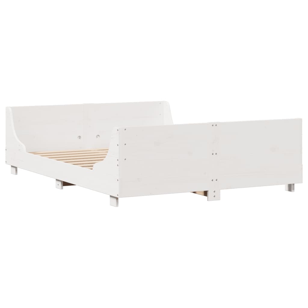 Krevet s regalom za knjige bez madraca bijeli 140x190cm od drva