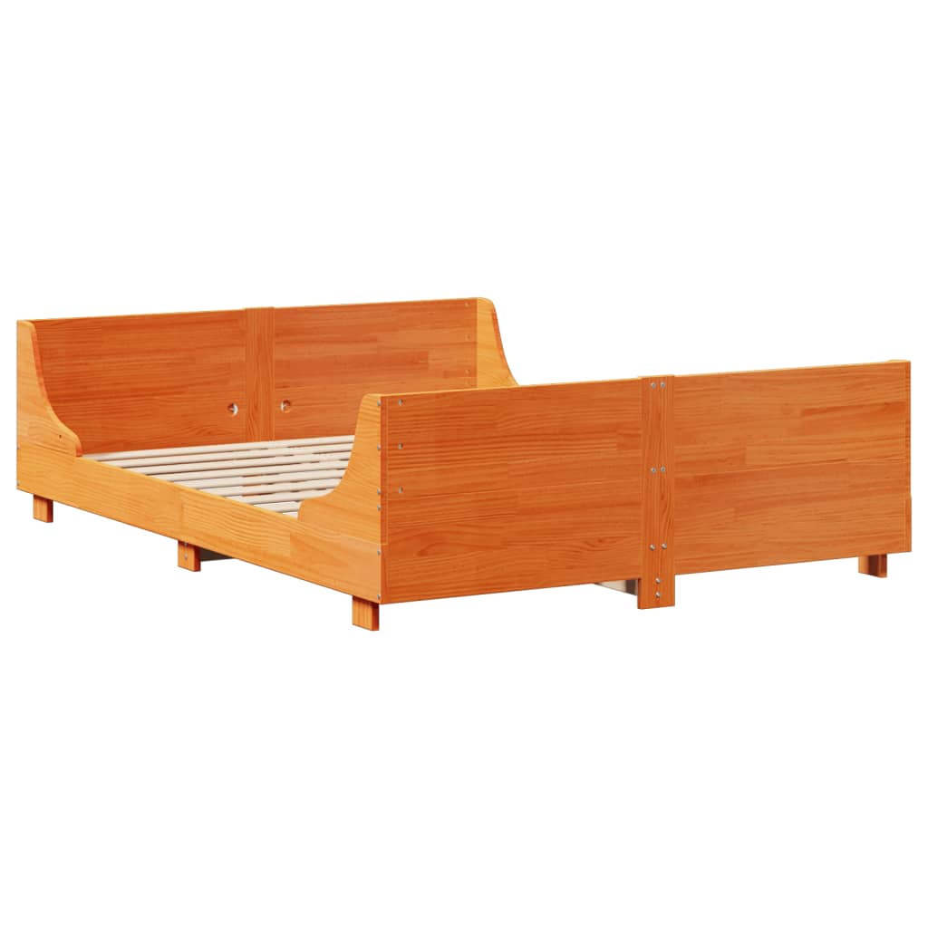 Krevet s regalom za knjige bez madraca 140x190 cm masivno drvo