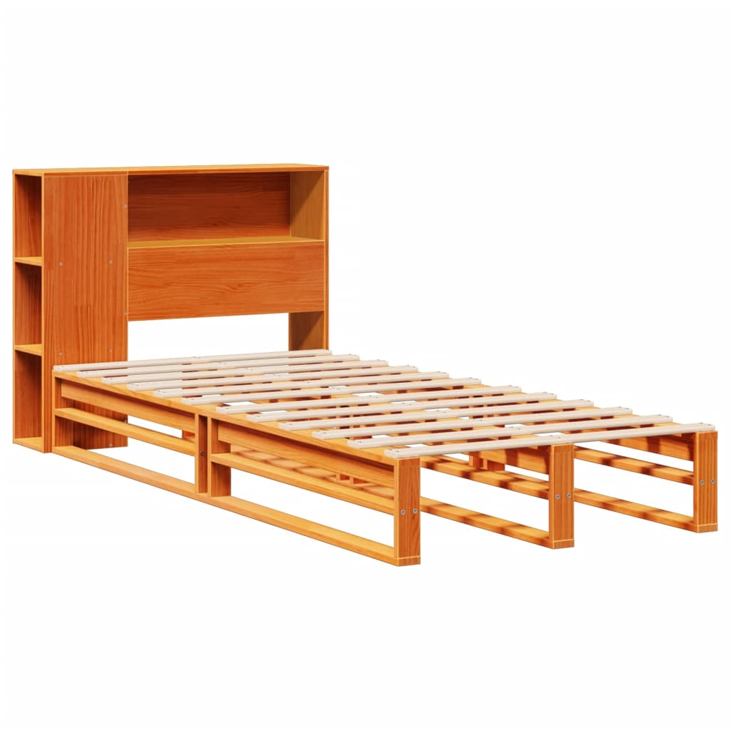 Krevet s regalom za knjige bez madraca 100x200 cm masivno drvo