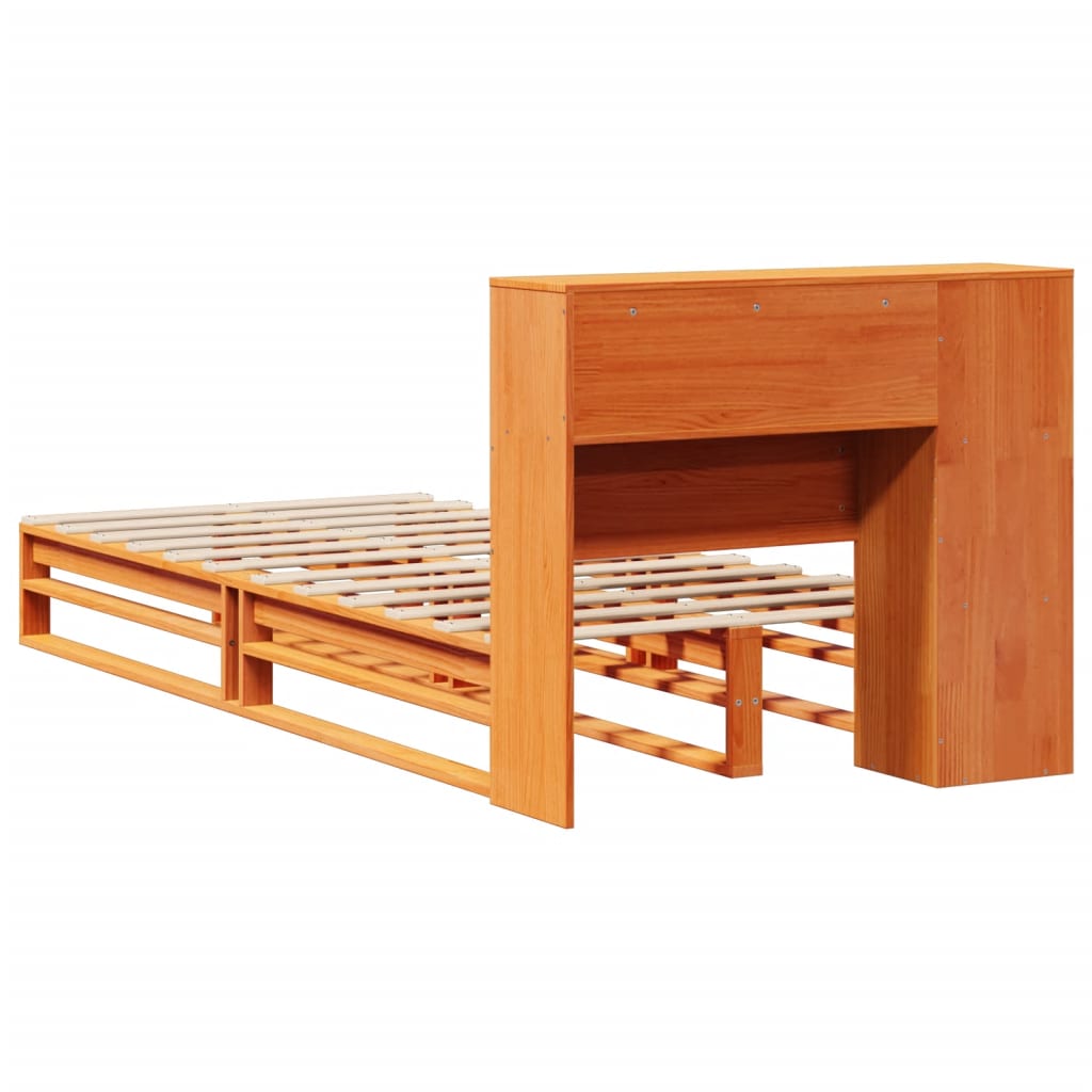 Krevet s regalom za knjige bez madraca 100x200 cm masivno drvo