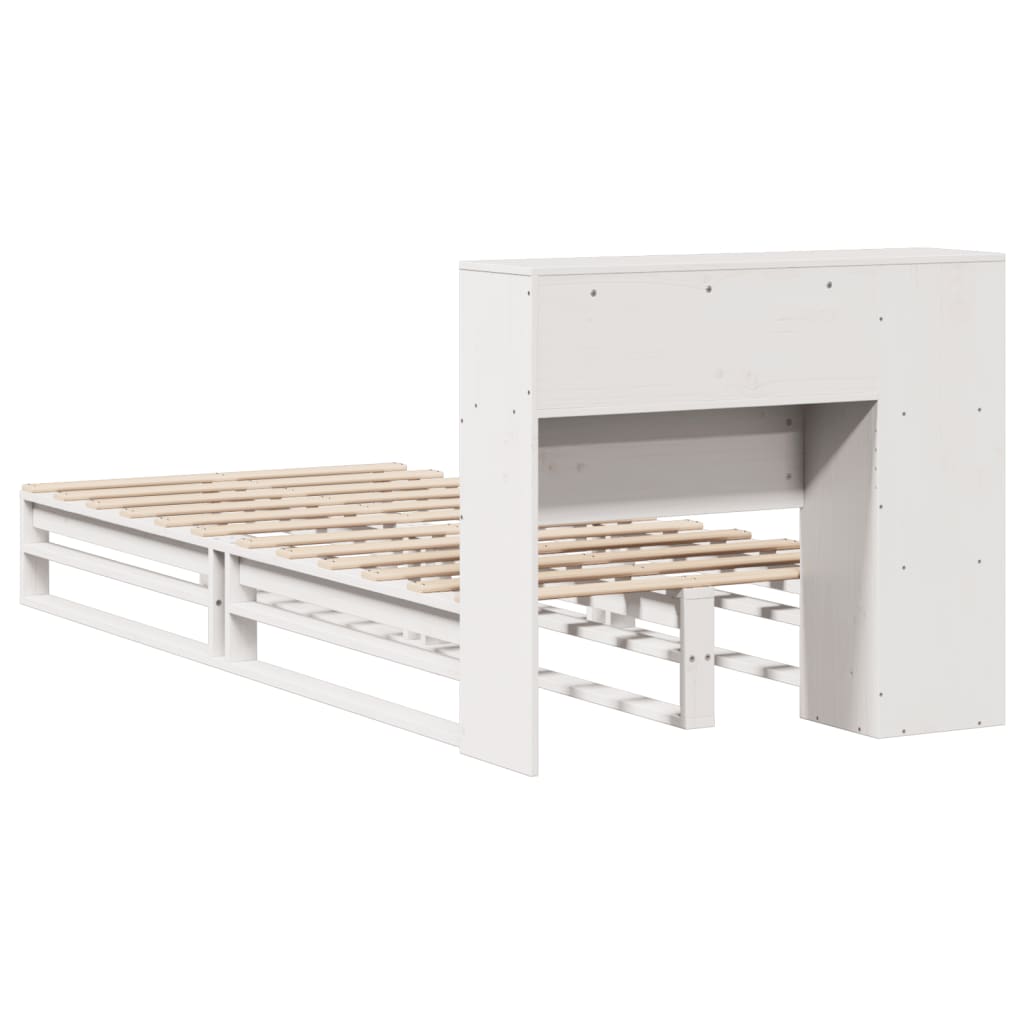 Krevet s regalom za knjige bez madraca bijeli 75x190 cm od drva