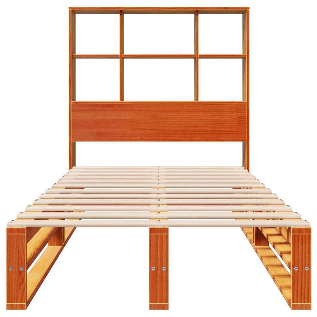 Krevet s regalom za knjige bez madraca 100x200 cm masivno drvo
