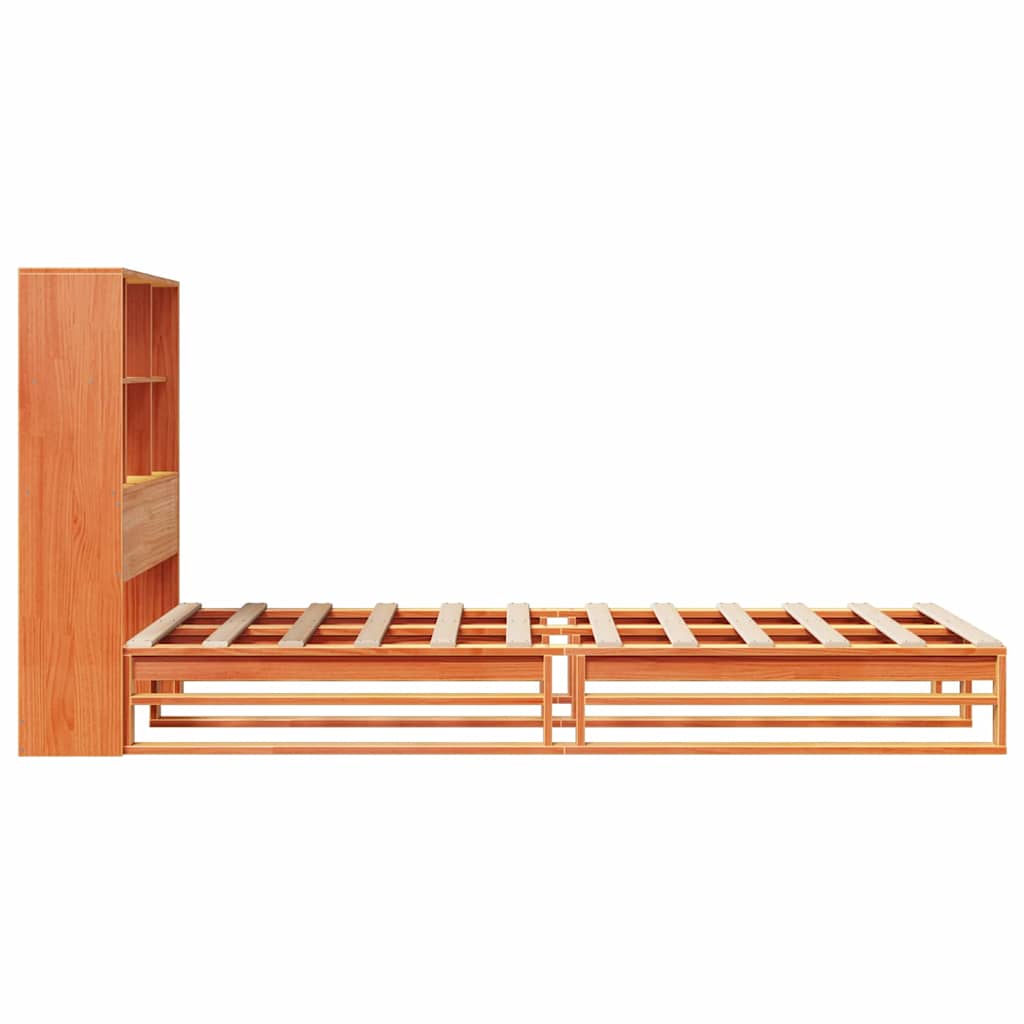 Krevet s regalom za knjige bez madraca 100x200 cm masivno drvo