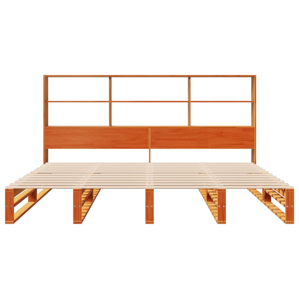 Krevet s regalom za knjige bez madraca 200x200 cm masivno drvo